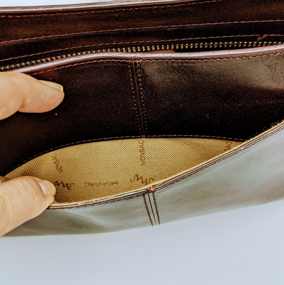 MONSAC ORIGINAL Brown Real Leather Satchel Shoulder Bag Purse, with dust bag. - Picture 5 of 15